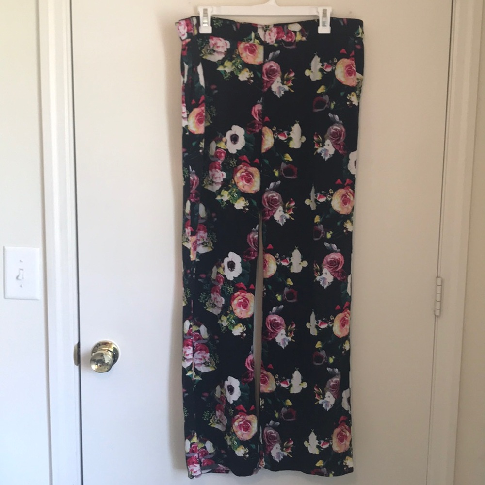 Black floral Merona pants - Sz XL